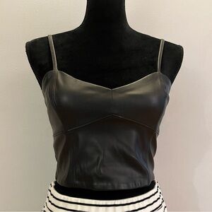 Zara Faux Leather Bralette Crop Top Tank, black XS​